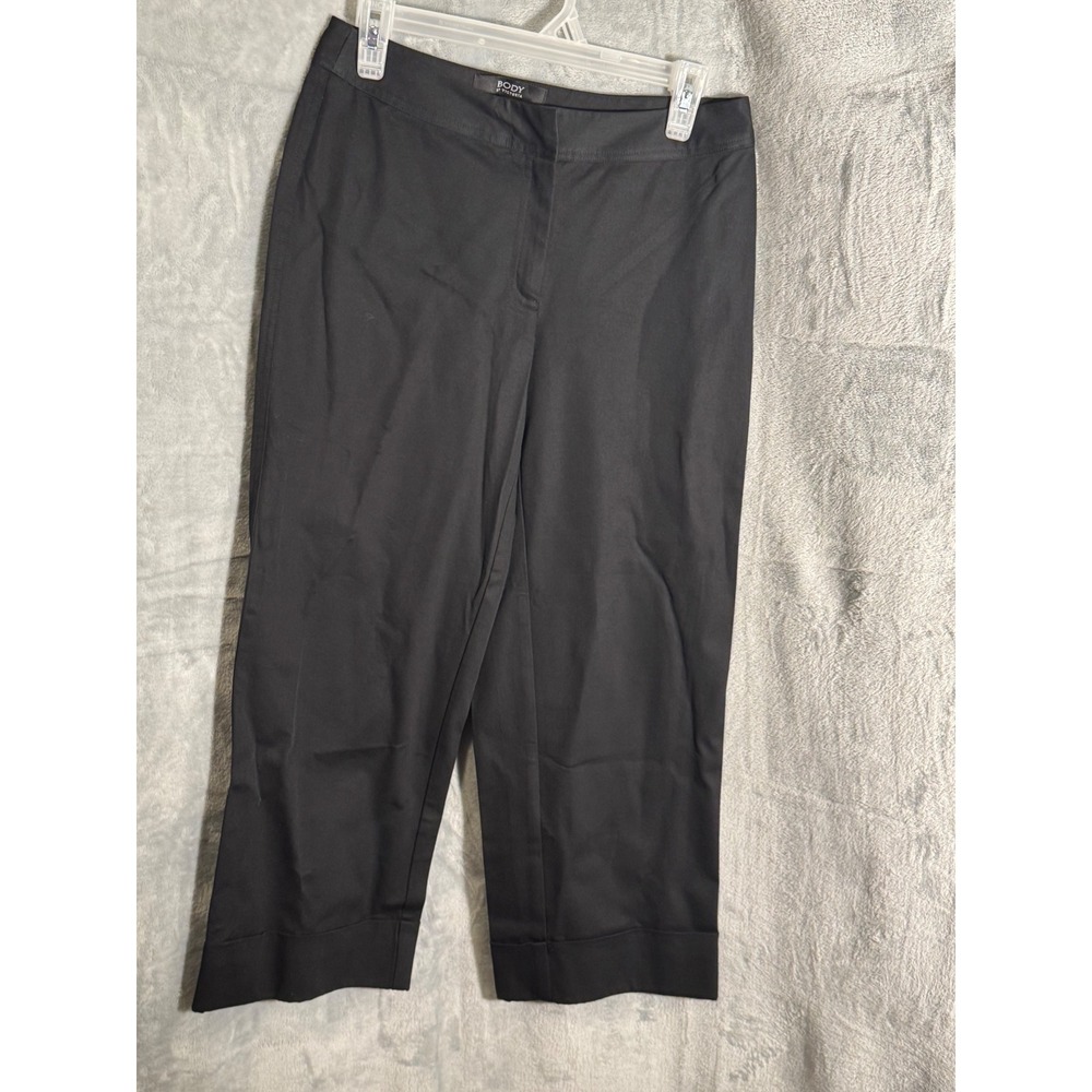 Body by Victoria The Bridget Fit Black Cropped Pants Size 6 Mid Rise Cuffed Hem